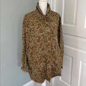 Lands End Floral Dot 4 Pocket Chore Jacket Barn Coat Cotton Lightweight 2X